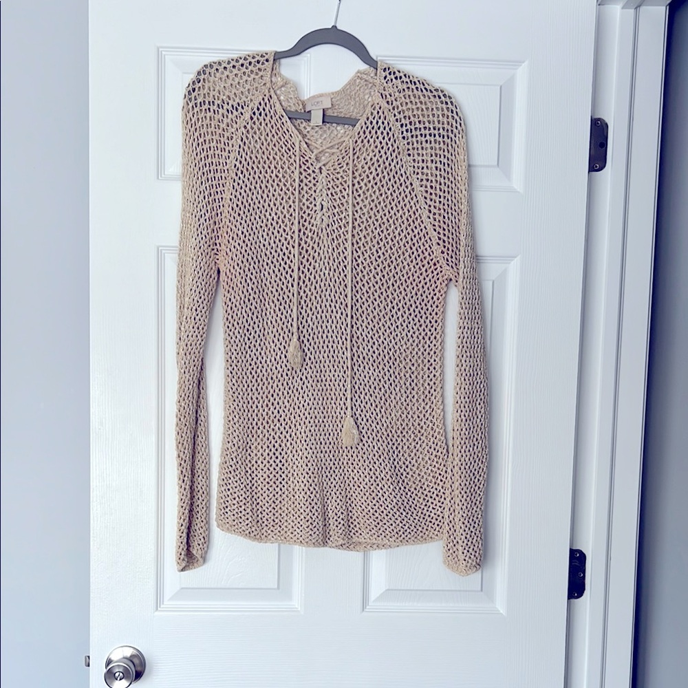 LOFT - Beige Knit Hooded Sweater